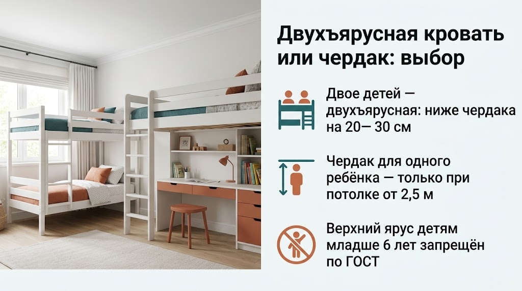 Двухъярусная кровать или чердак: выбор
