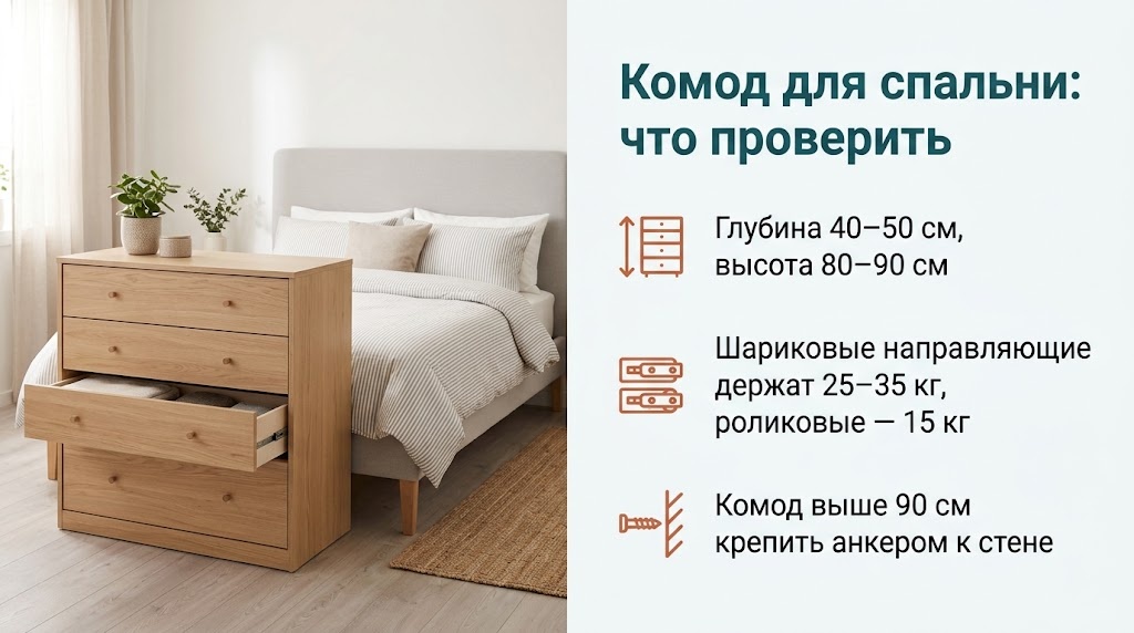 Комод для спальни: что проверить