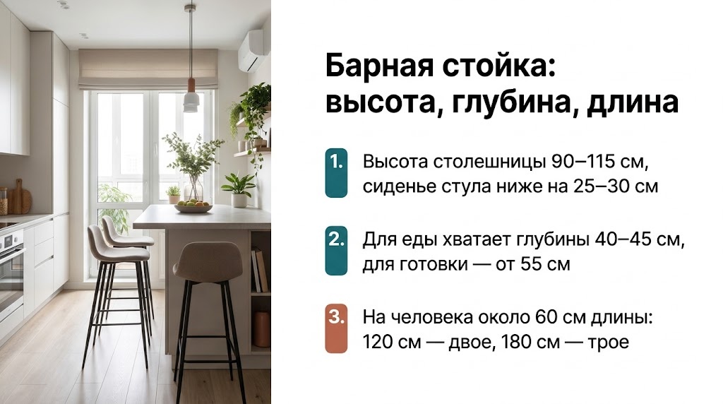 Барная стойка: высота, глубина, длина