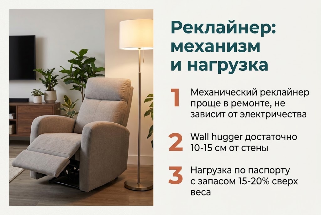 Реклайнер: механизм и нагрузка
