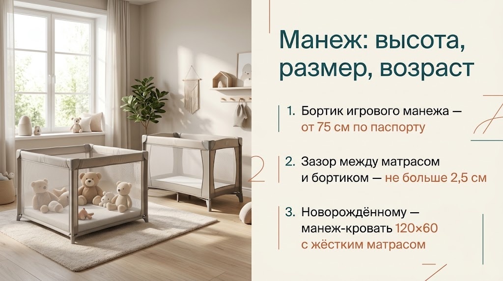 Манеж: высота, размер, возраст