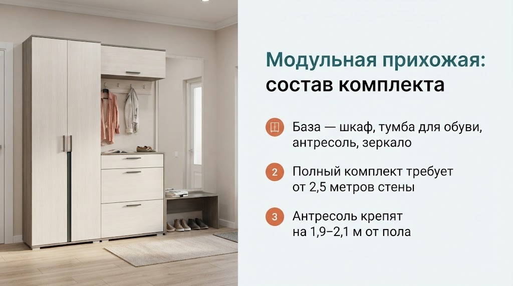 Модульная прихожая: состав комплекта