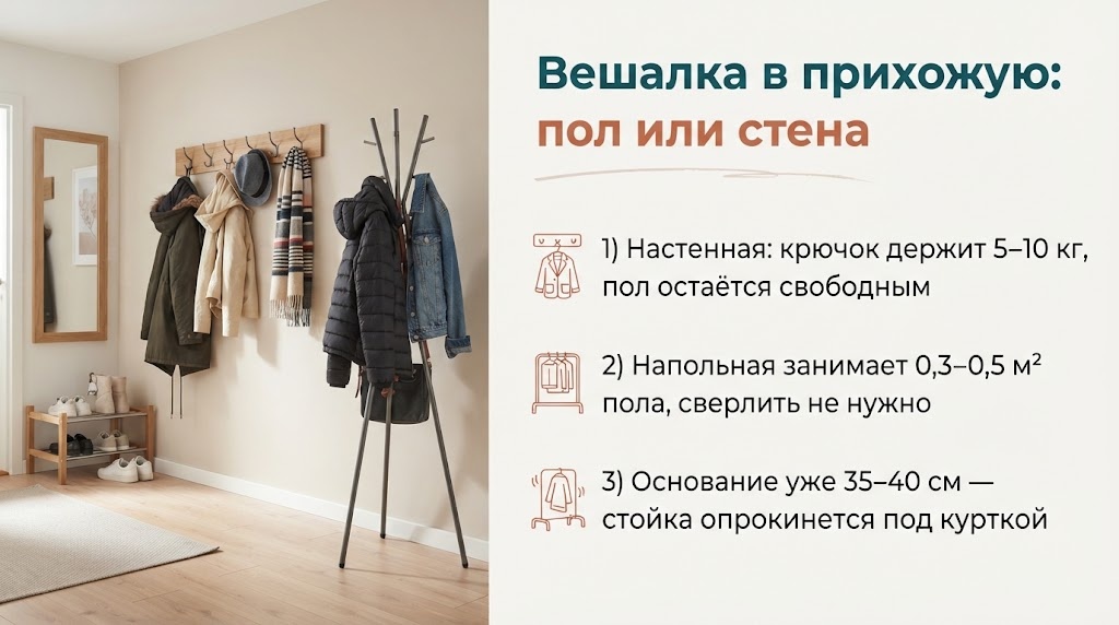 Вешалка в прихожую: пол или стена